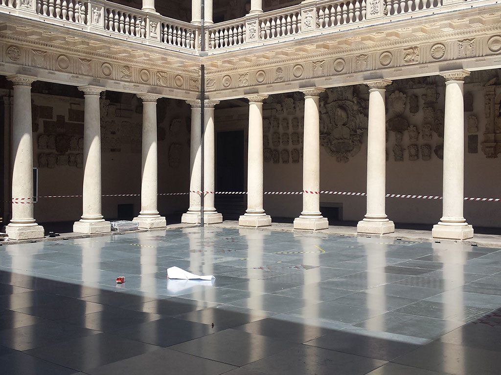 work in progress for installation of tedex reflecting in Palazzo Bo Padua