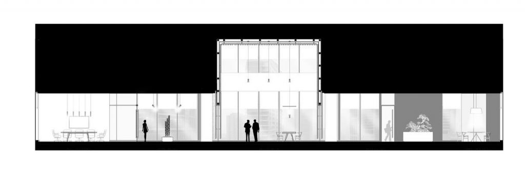 Sezione con il Winter Garden fulcro del progetto