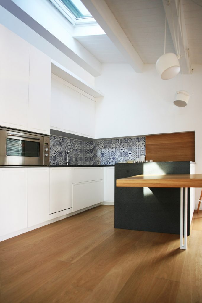 Design kitchen in the renovated apartments of the building in Capo d'Orlando (Messina).