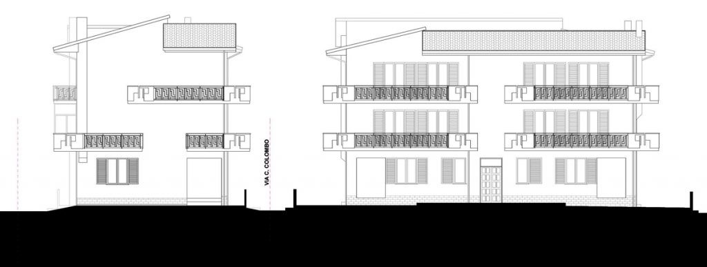 disegno tecnico dei prospetti esistenti