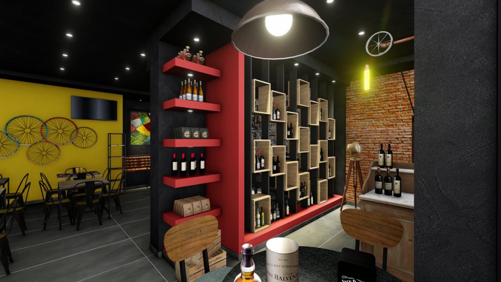 Render di una cantina a muro