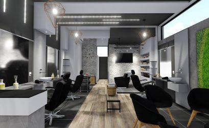 Render del saloon da barbiere Henna
