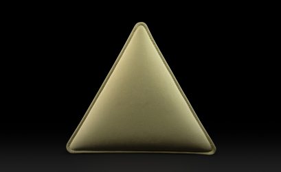 Phonolook giallo a forma di triangolo visto frontalmente