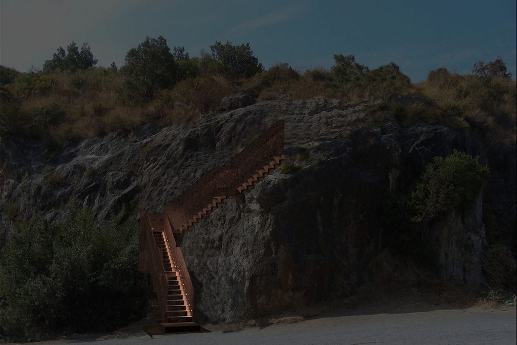 Corten steel staircase to the Arcomagno Beach, San Nicola Arcella