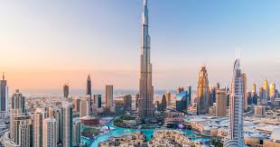 The Burj Khalifa skyscraper in the Abu Dhabi skyline