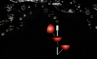 Sedute SGA Bubble in uno sfondo nero con bolle