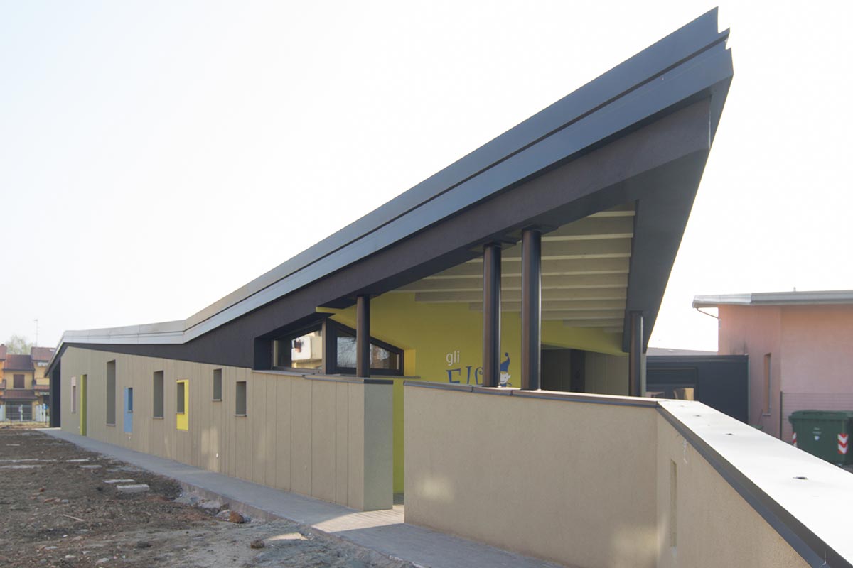 Part of the triangular-shaped kindergarten