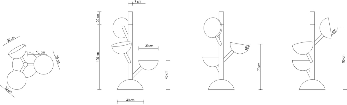 Disegni sedie a forma di bolla con diverse dimensioni