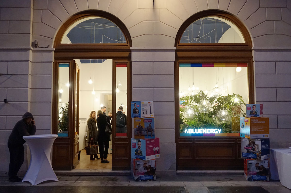 Exterior night view of the shop