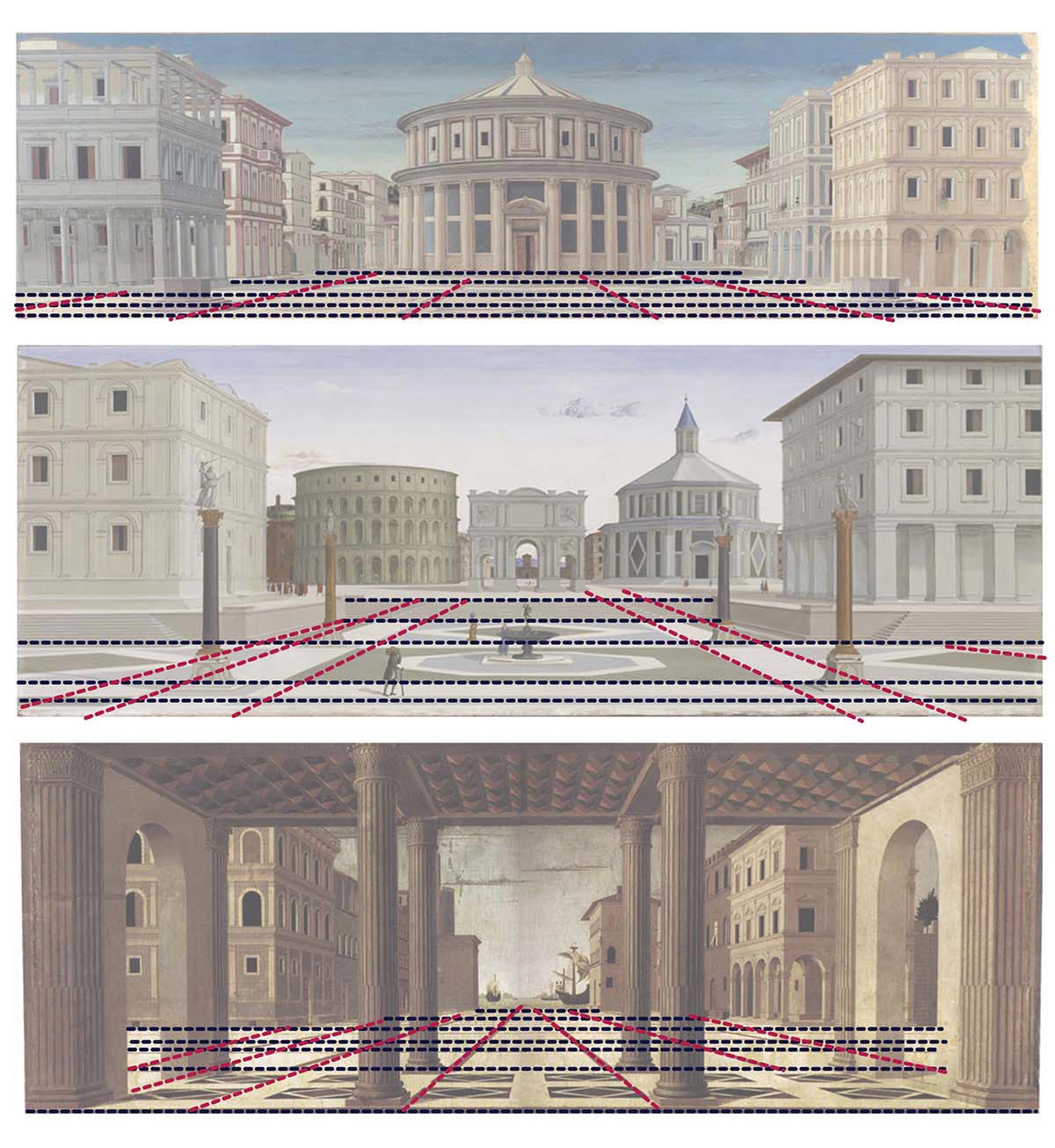 Schema della gabbia prospettica presente su tre piazze