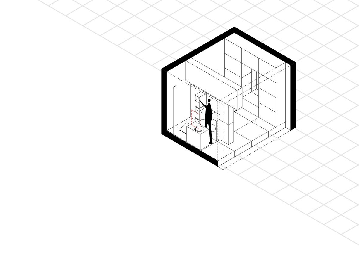 modulo abitativo con spazio lavanderia