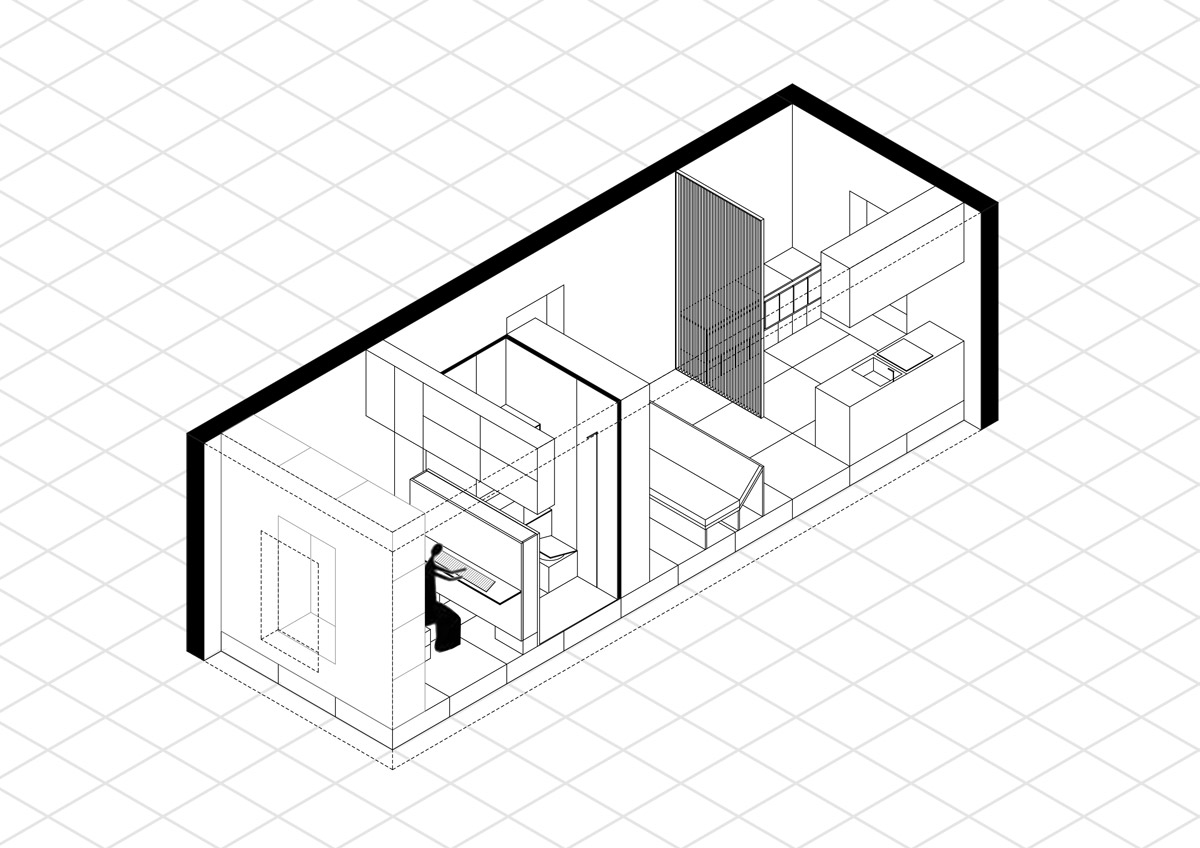 modulo abitativo con spazio per pianoforte