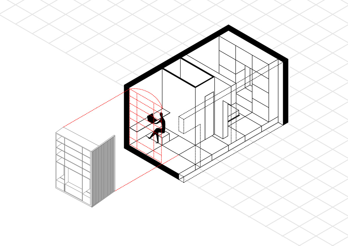 modulo abitativo con spazio per smartworking