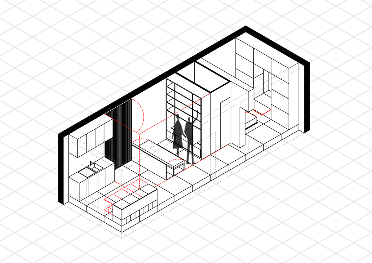 modulo abitativo con libreria