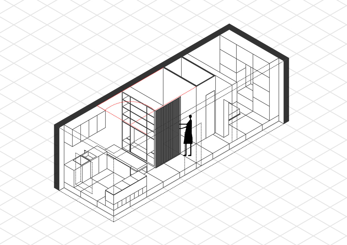 modulo abitativo con spazio trasformabile