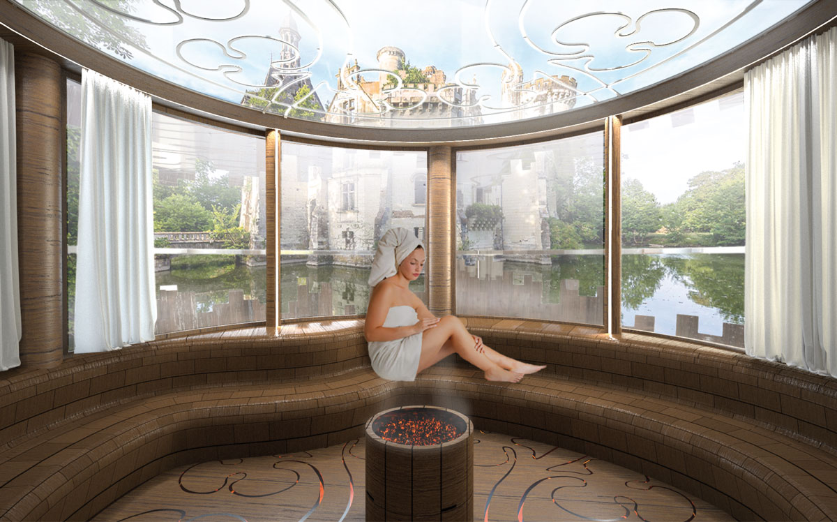 Girl who is taking a sauna