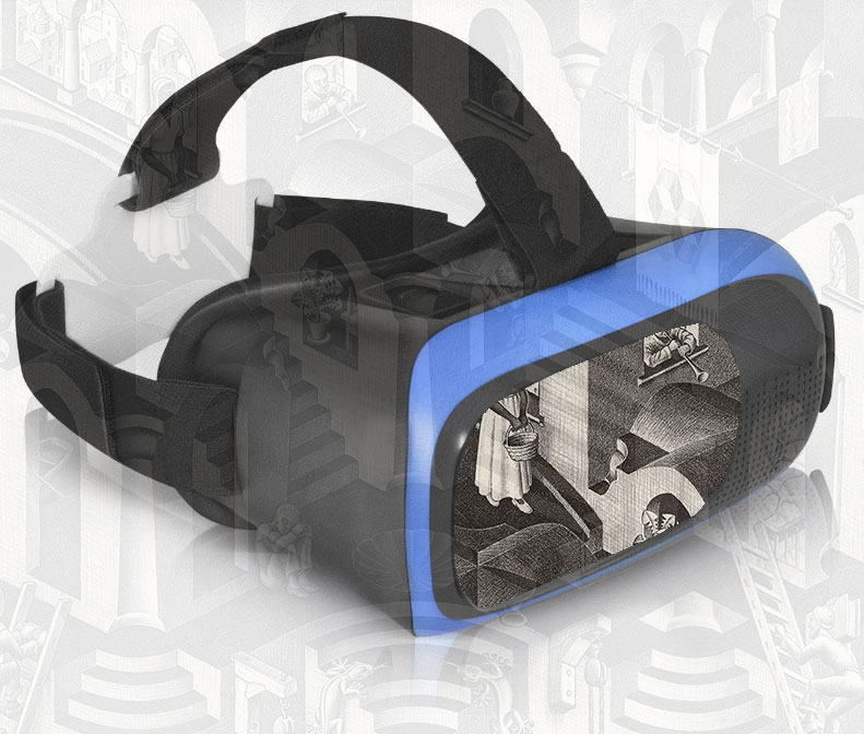 Black and blue augmented reality viewer