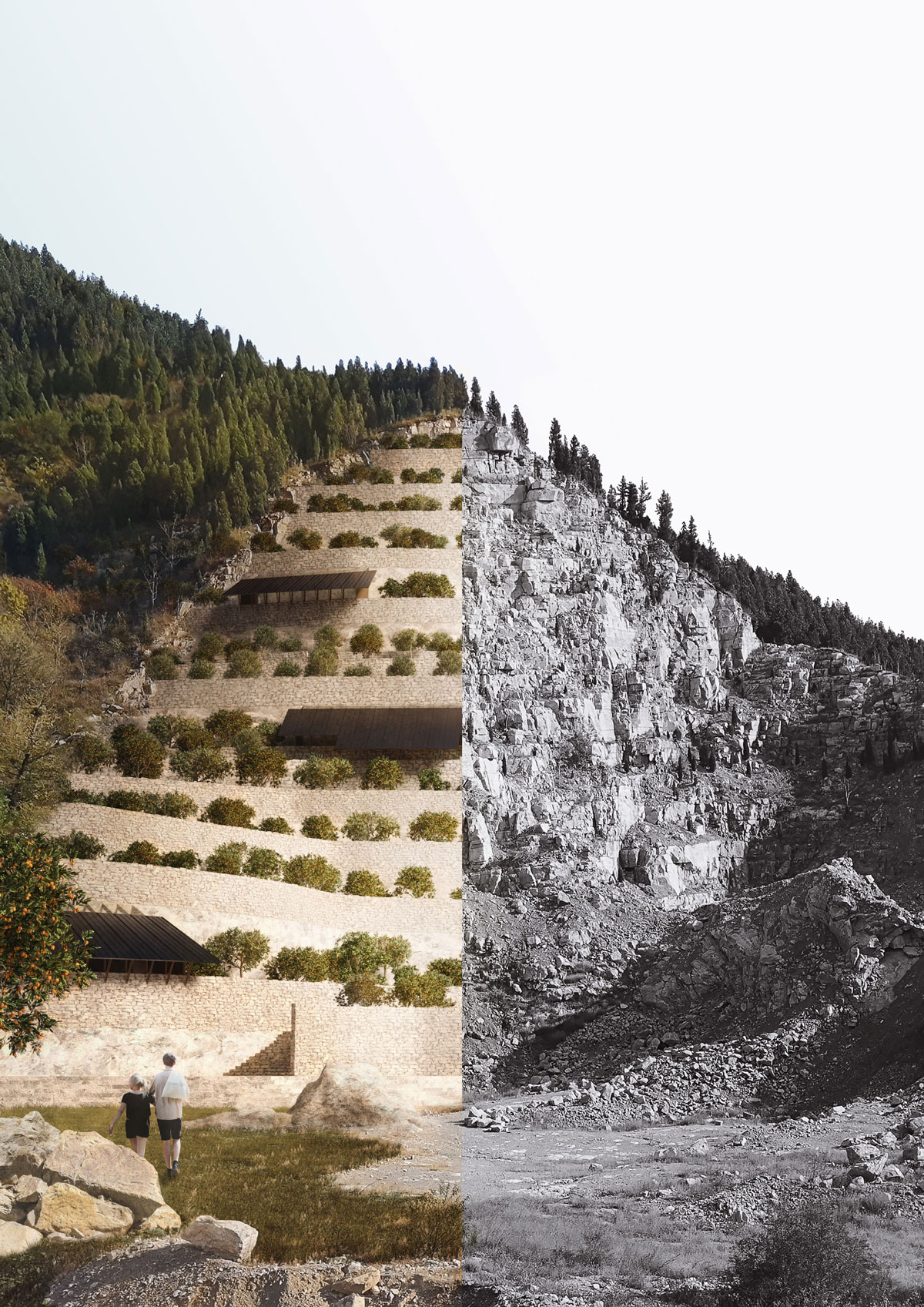 Abandoned quarry in comparison with a refurbished quarry