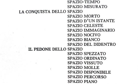 lista di parole incentrate sullo spazio