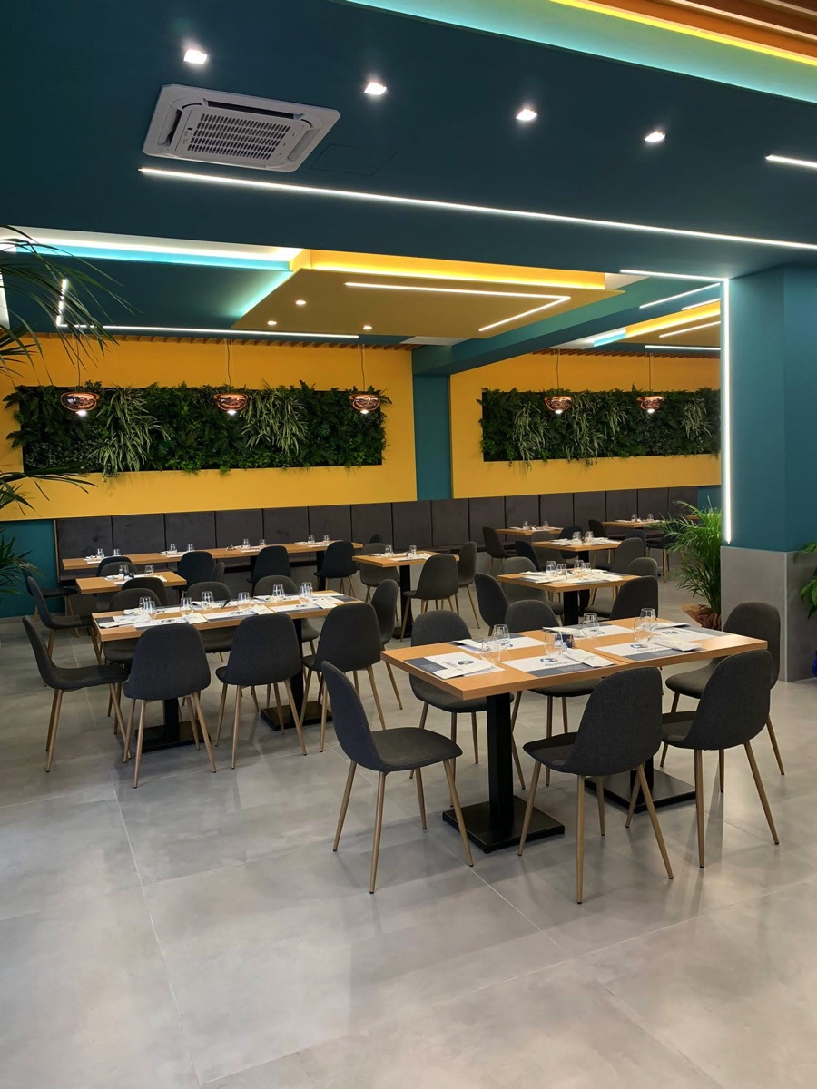 Render di una sala di una pizzeria
