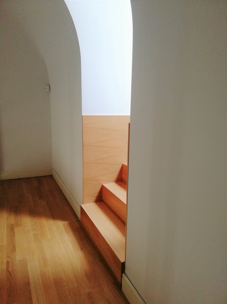 Staircase leading from the house into the attic