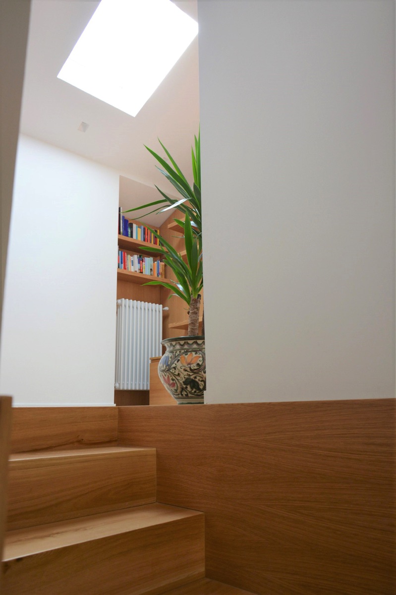 Staircase leading from the house into the attic